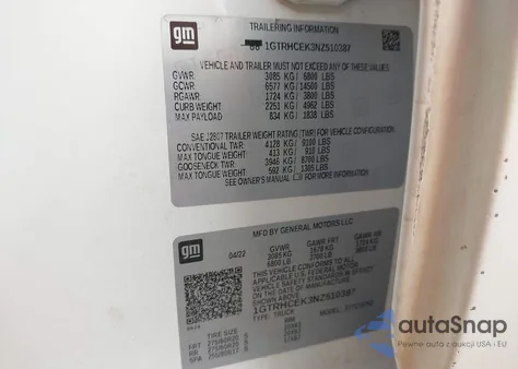 2022 GMC Sierra 1500 2Wd Standard Box Elevation из США, поврежденный, VIN 1GTRHCEK3NZ510387